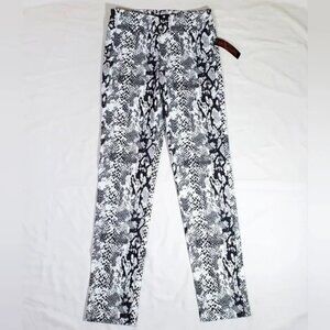 Krazy Larry Snakeskin Print B&W Stretchy Waist Leggings Size 0 NWT